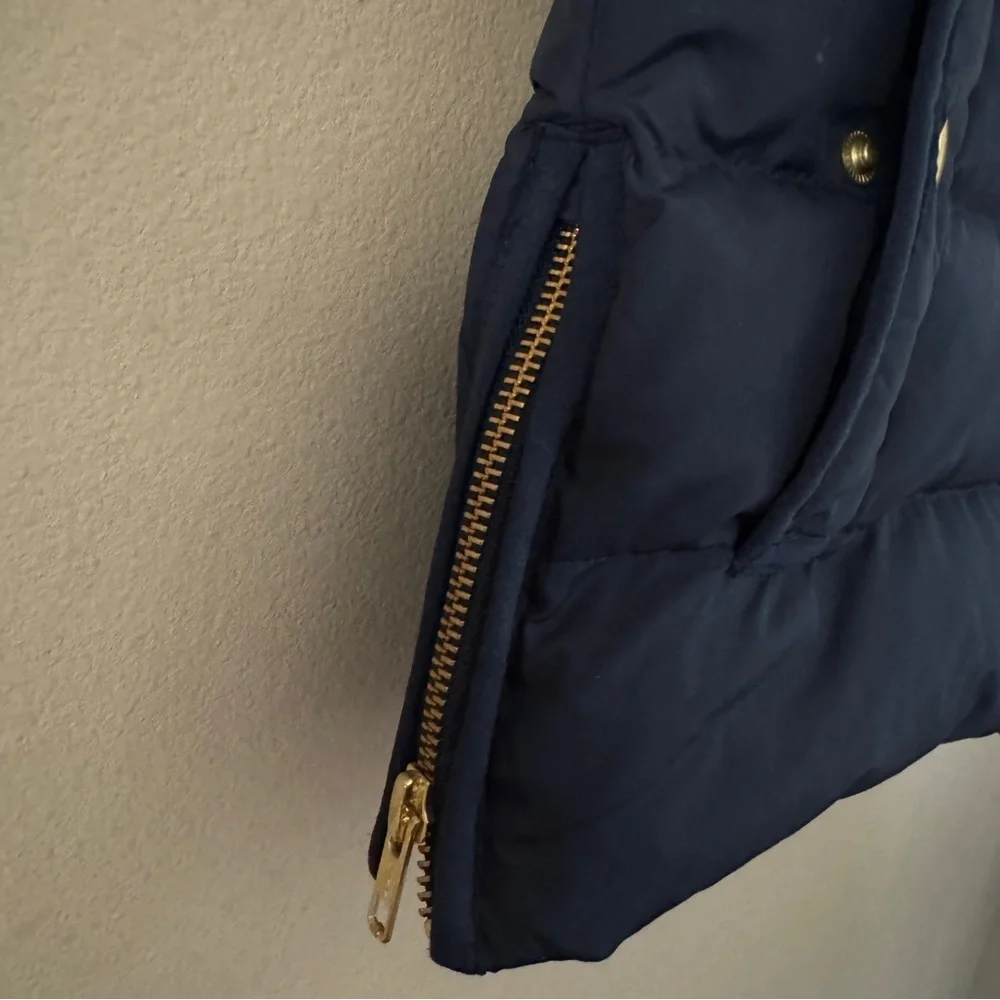 J. Crew Navy Quilted Puffer Vest with Side Zip Detail Size XS